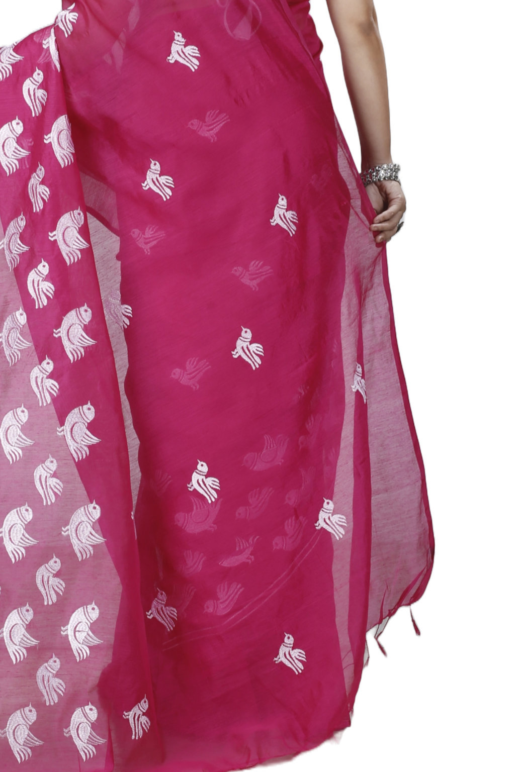 Pink Blended Cotton Thulasi Hand Loom Saree (1187)